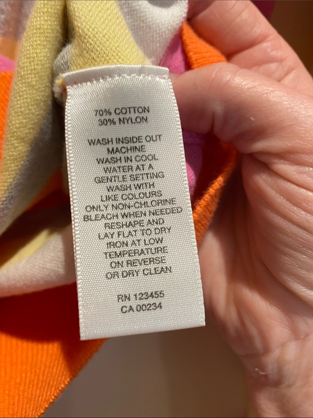 Lord & Taylor Striped Cardigan in Orange, Pink, Grey, White & Yellow. Size XL - Picture 3 of 6